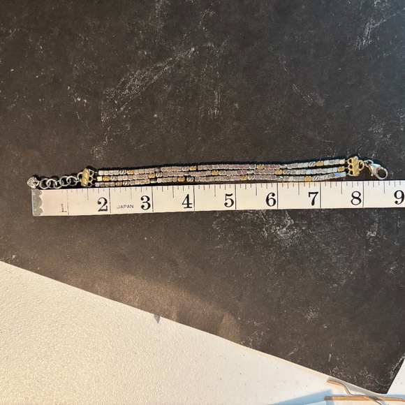 Brighton Silver Gold Tone Three Strand Cube Bracelet - Picture 9 of 9